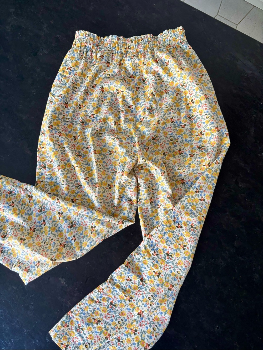 Eve Gravel Yellow Floral Cotton pants